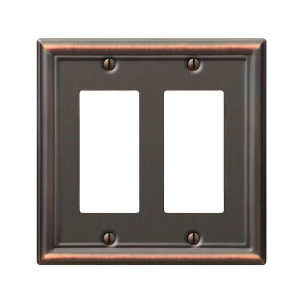 Amerelle Wall Plate, Number of Gangs: 2 gang Stamped Steel, Aged Bronze Finish, Bronze 149RRDB - main
